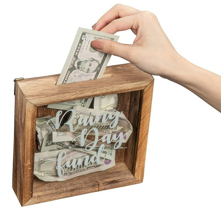 Adult Money Saving Piggy Bank Vacation Fund Shadow Box Wooden Shadow Box Bank